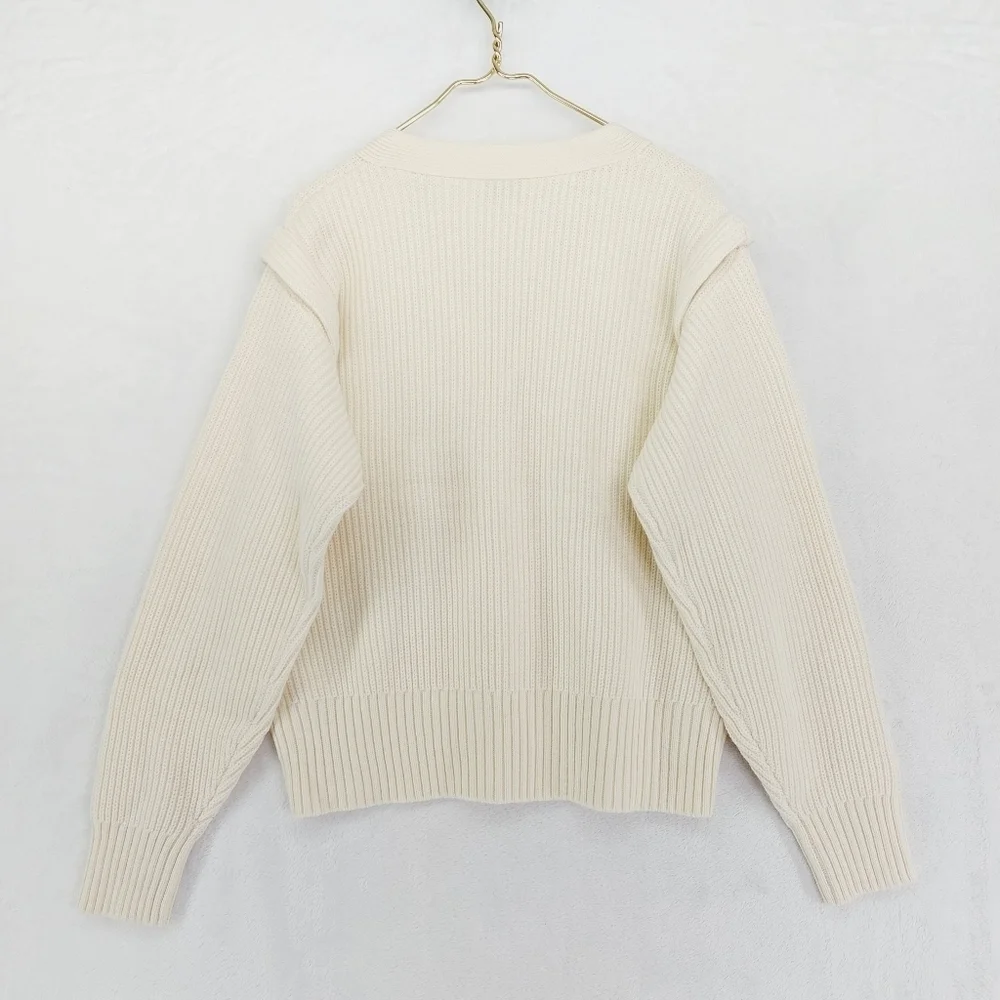Tanya Taylor Cream V-Neck Sweater - Picture 5 of 10